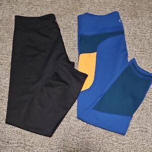 ZYIA Black and Blue Colorblock Leggings